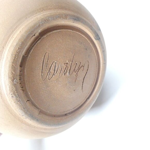 Terra Cotta Pumpkin Jack O Lantern Candle Holder Signed Clay Pottery Handmade - Picture 14 of 15